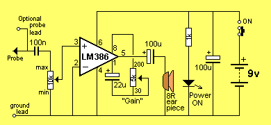 LM386 Audio Probe Amplifier