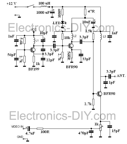 Long range video transmitter circuit diagram