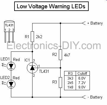 9v low battery indicator circuit