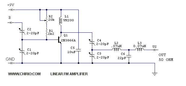 1W 87-110MHz FM Transmitter with 2N3886 Amplifier