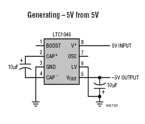 ICL7660 DC to DC Converter from 5V to +/- 5V