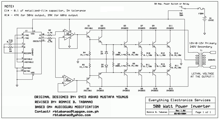 12V to 110V / 220V 500W Inverter