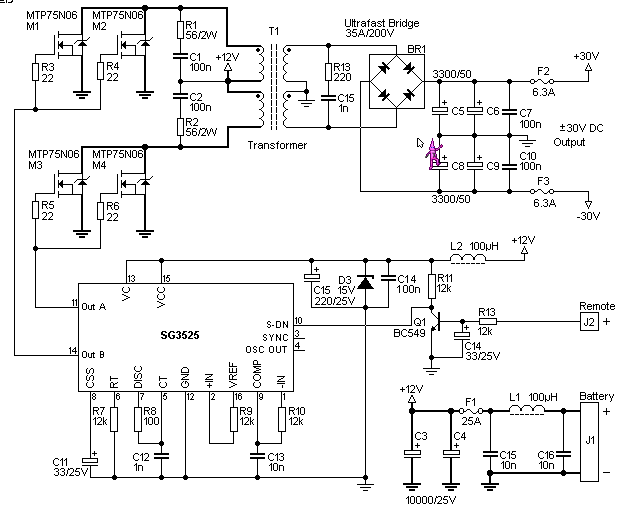 12V to +/- 30V DC to DC Inverter