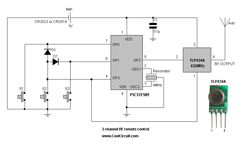 remote control transmitter and receiver circuit