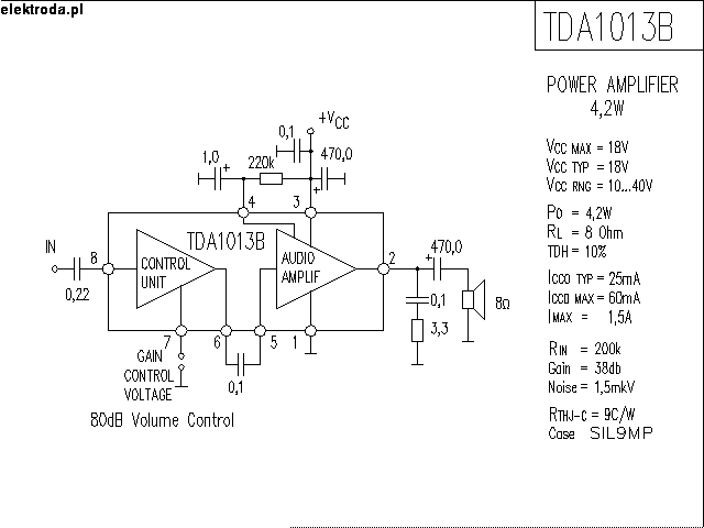 TDA1013 4.2W Power Amplifier