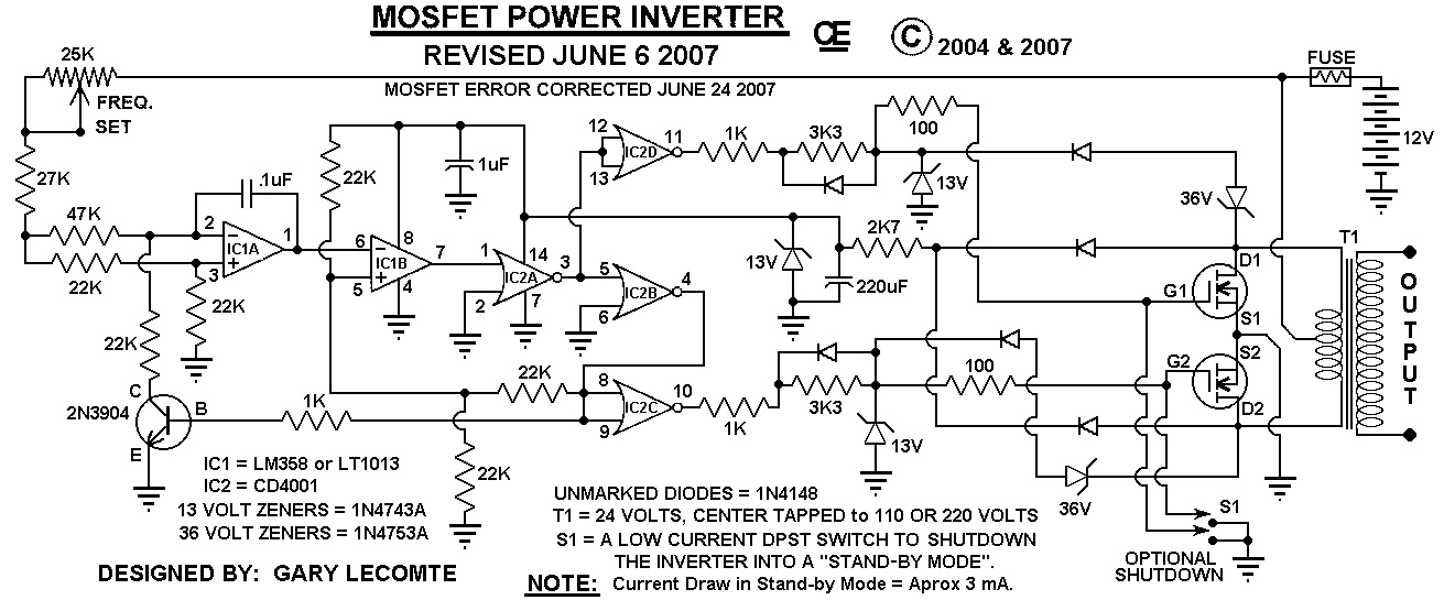 500W Mos-Fet Power Inverter from 12V to 110V/220V