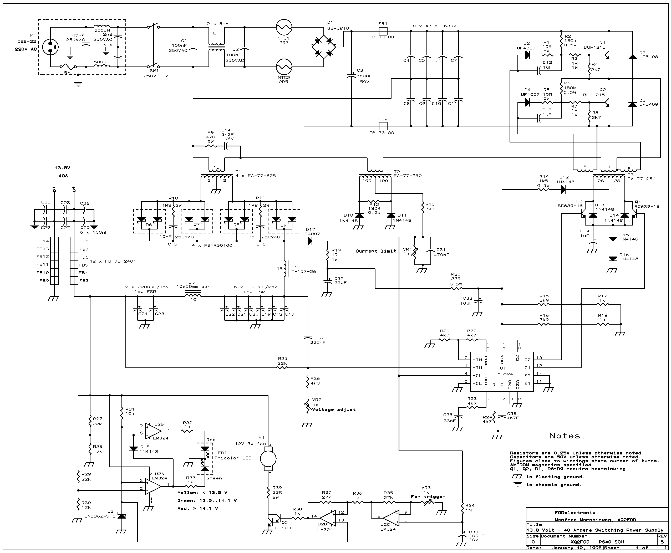 12v switching power supply circuit