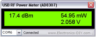 RF Power Meter 0-500MHz AD8307 