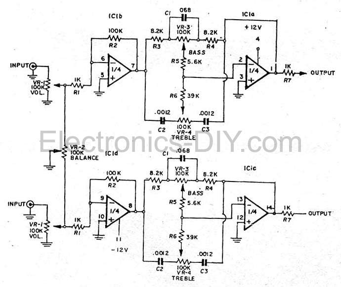 Bass Treble Tone Control Circuit