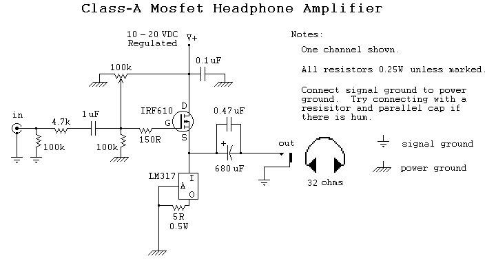 Class-A Mosfet Headphone Amplifier
