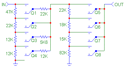 Resistor-Switch Networks for Audio Volume Control shunt electrical circuit diagrams 