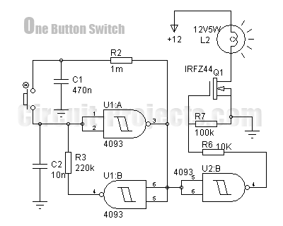 One Button On-Off Switch with 4093 and IRFZ44