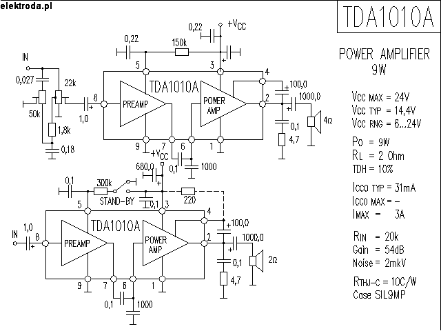 TDA1010 9W Power Amplifier