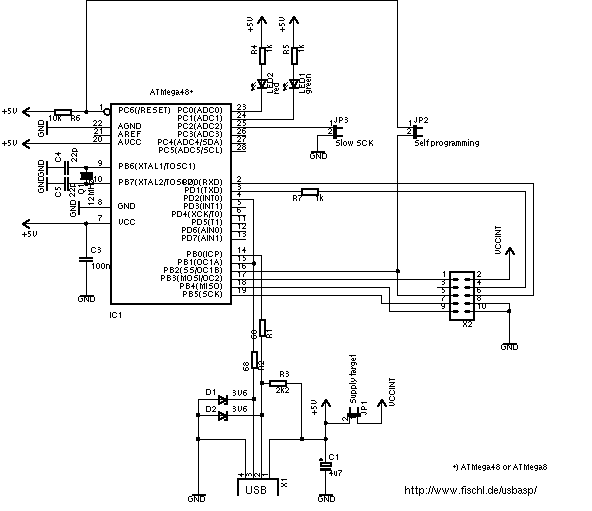 USB programmer for Atmel AVR controllers